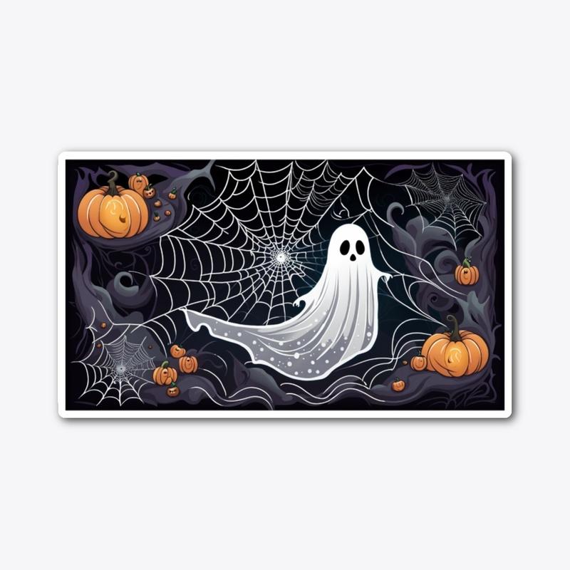 Spooky ghost and an intricate spider web